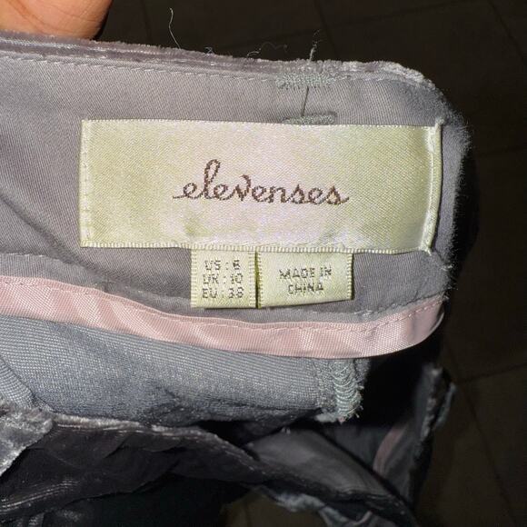 Elevenses Anthropologie Chic Velvet Ankle Trouser Pants in Grey Size 6 - Picture 9 of 12